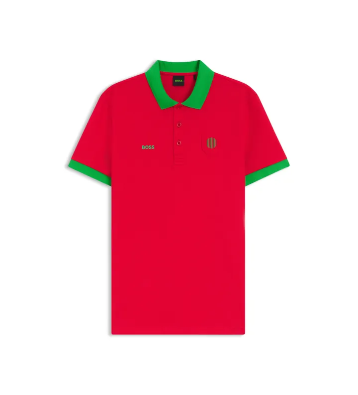 BOSS para hombre. 50559263 Polo Padddy con detalles de bandera rojo (L), Casual, Algodón, Manga corta