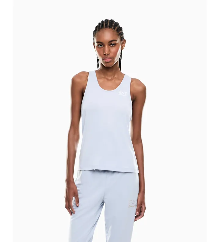 EA7 para mujer. 7W001147_AF12945 Camiseta de tejido técnico Natural Ventus7 blanco (3XL), Azul, Deportivo, Sin mangas / Tirantes, Poliéster