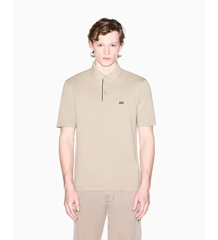 A|X Armani Exchange para hombre. XM002067AF10366U6229 Polo Insert beige (L), Casual, Algodón, Manga corta