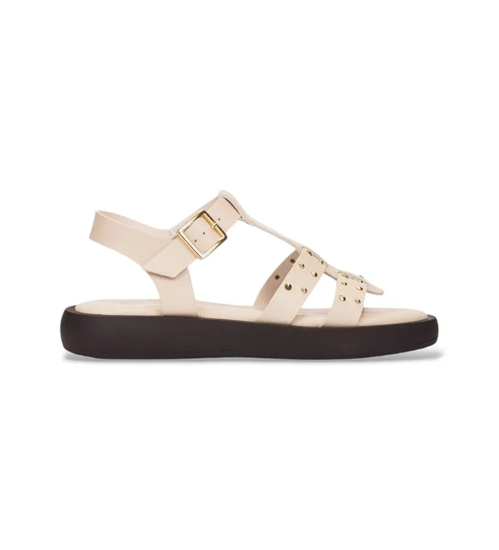 Wonders para mujer. AB-1567 Sandalias de piel Mousse beige (37), Plano, Hebilla, Casual