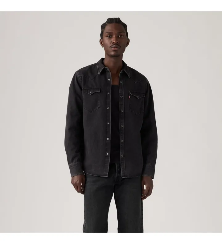 Levi's para hombre. 85744-0127 Camisa Barstow Western negro (L), Casual, Algodón, Manga larga
