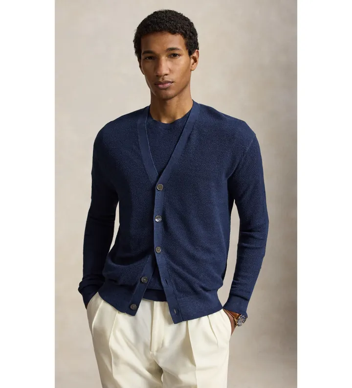 Polo Ralph Lauren para hombre. 710B17547001 Cárdigan de lino Relaxed Fit marino (L), Casual