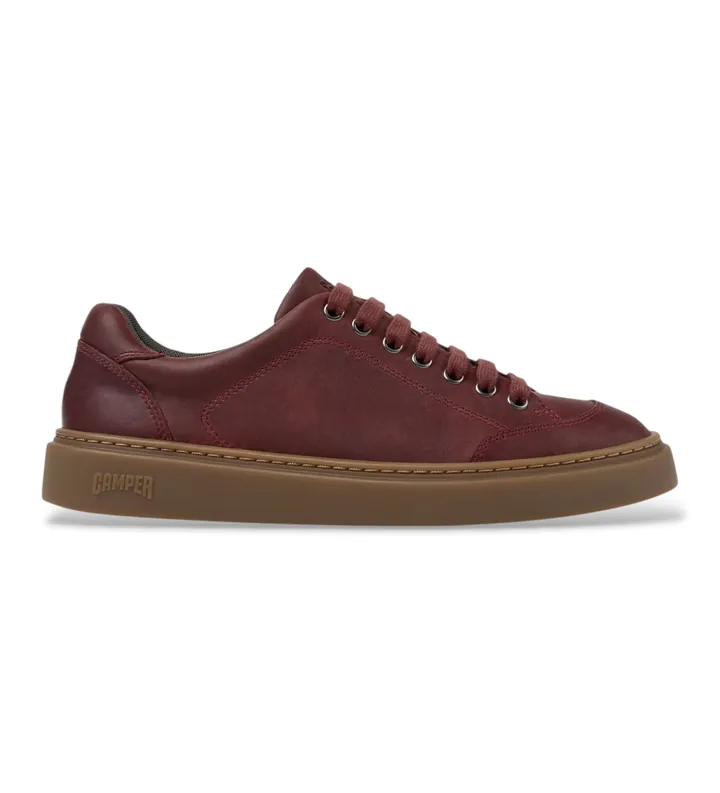 Camper para hombre. K101105-012 Zapatillas de piel Runner Twentyfive burdeos (39), Plano, Cordones, Casual