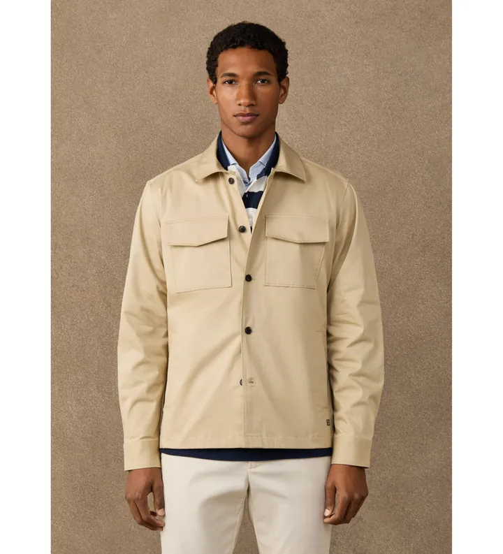 Hackett London para hombre. HM6000028 Sobrecamisa London beige (L), Casual, Algodón, Manga larga