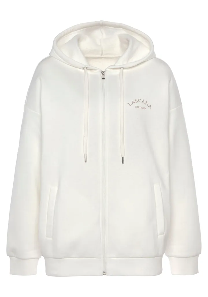 LASCANA Sudadera con cremallera  camelo / blanco