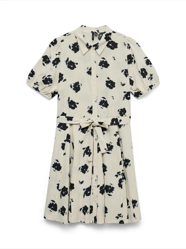 VERO MODA Vestido camisero 'VMDICTHE' beige claro / azul noche / azul claro