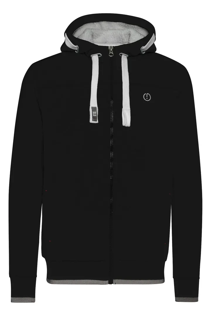 !Solid Sudadera con cremallera 'Benjamin'  negro / blanco