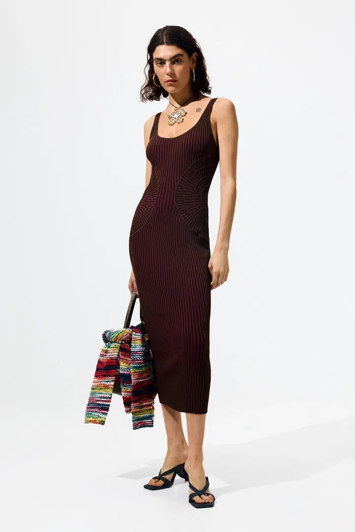 Desigual, Vestido tirantes liso, Mujer, MarróN, L