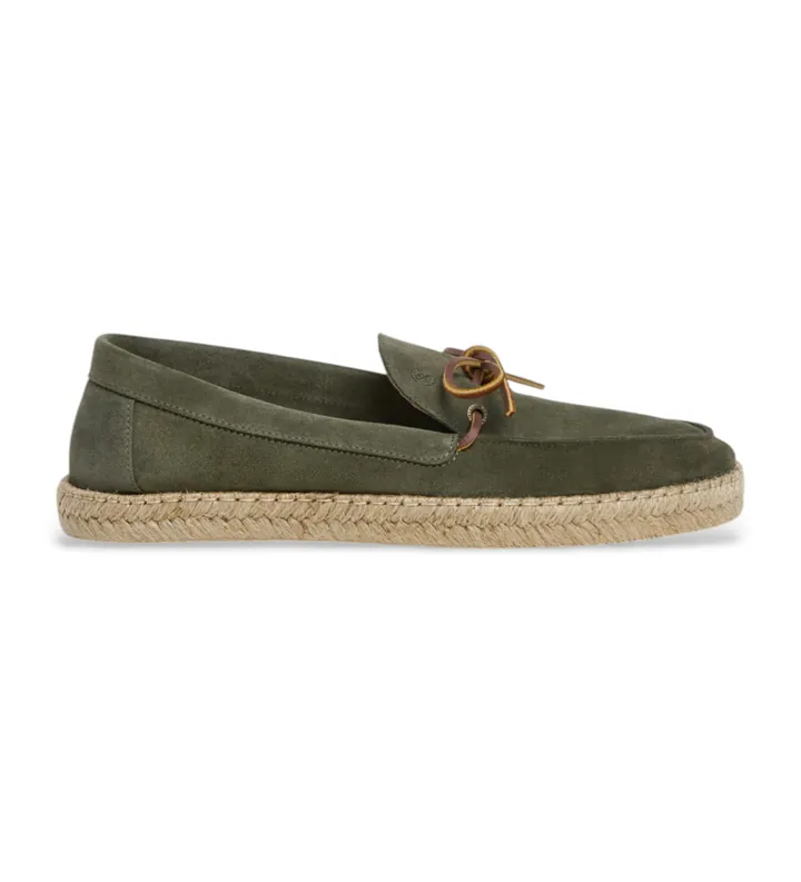 Hackett London para hombre. HMS21489 Alpargatas de piel Altea Laces verde (40), Plano, Ante, Ninguno, Casual