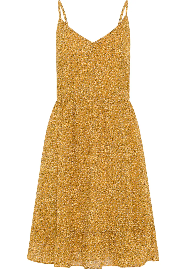 DreiMaster Vintage Vestido de verano amarillo oscuro / verde / blanco