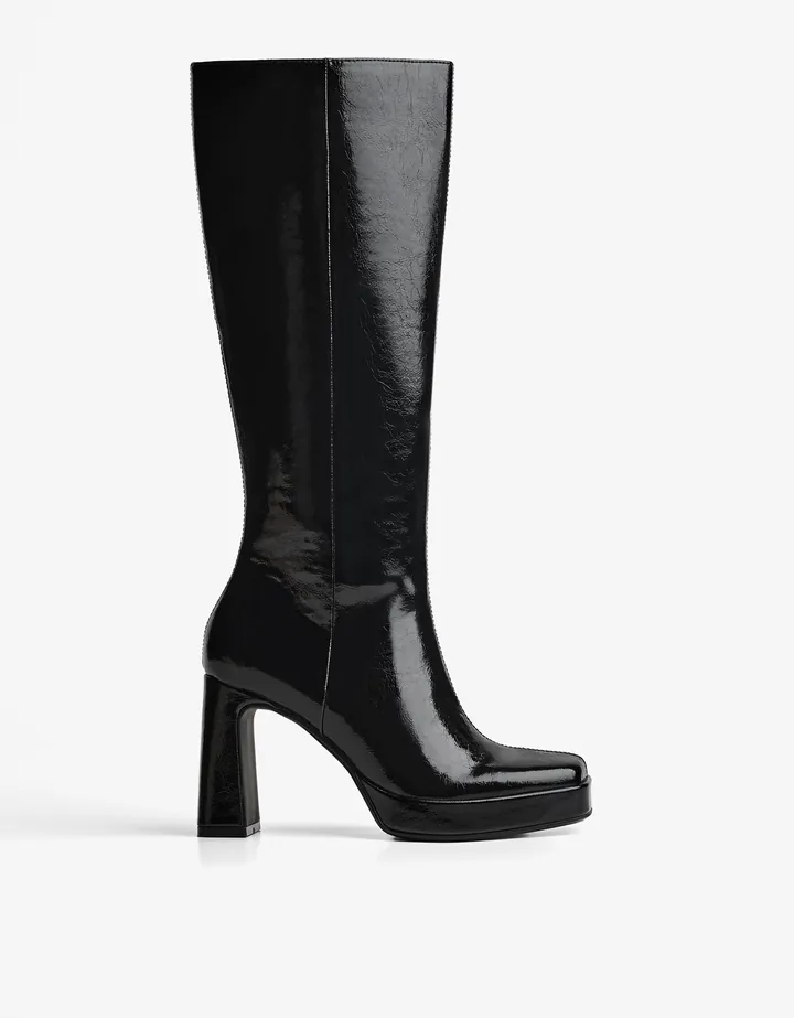 Bershka Bota Tacón Plataforma Mujer 35 Negro