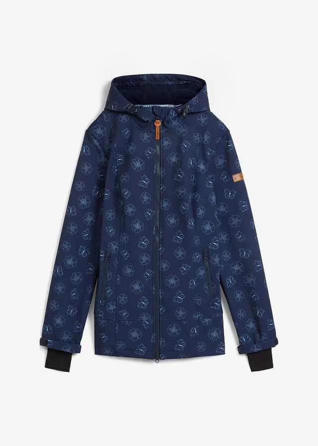Chaqueta softshell repelente al agua con patrón de flores