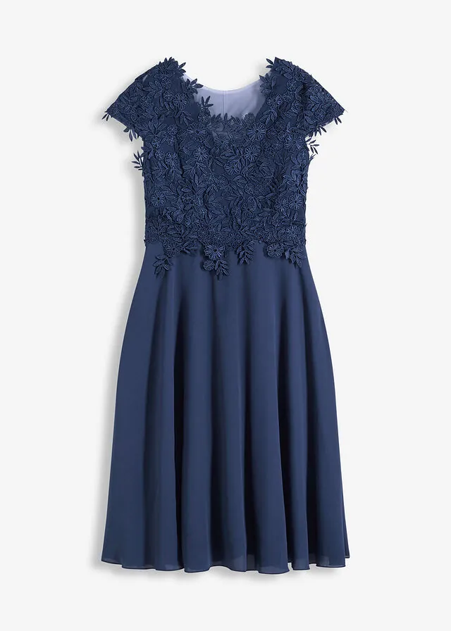 Vestido midi de tul delicado con encaje