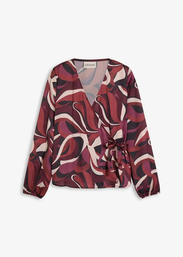 Blusa cruzada de satén fluido