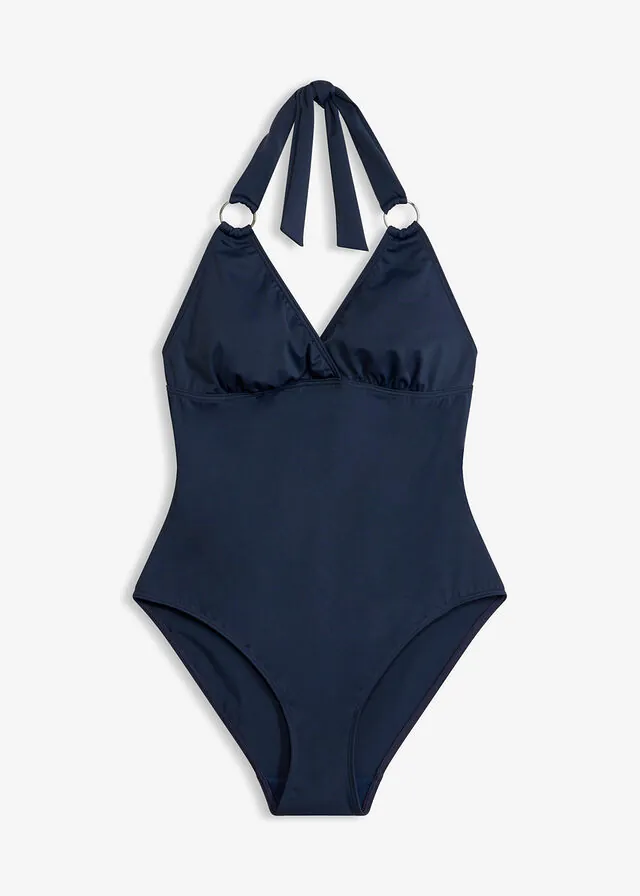 Bañador con cuello halter y detalle de anilla
