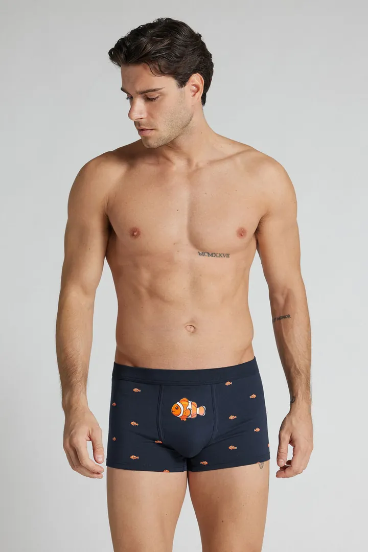 Intimissimi Bóxer Algodón Superior con Estampado Pez Payaso Hombre Azul Tamaño 38