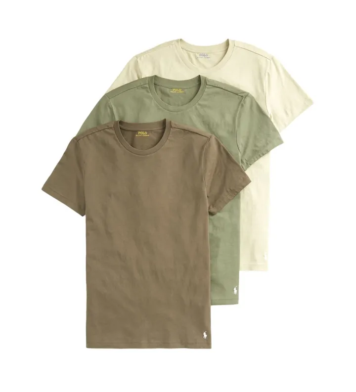 Polo Ralph Lauren para hombre. 714830304013 Pack de 3 camisetas verde, (L), Homewear, Algodón, Manga corta