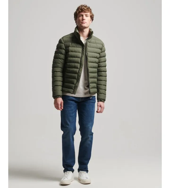 Superdry para hombre. M5011757A Cazadora acolchada estampada Fuji verde (3XL), Casual, Poliéster Reciclado, Sostenible