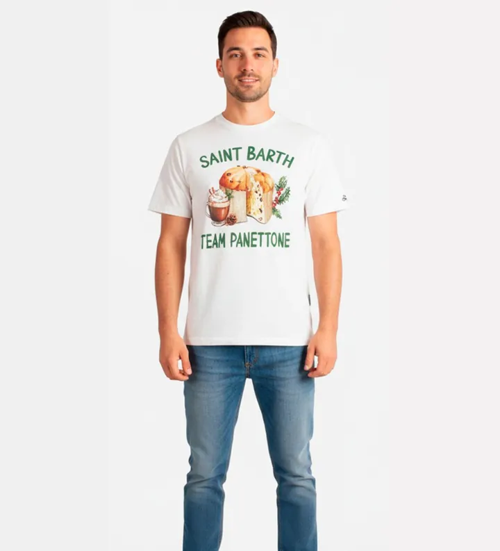 MC2 Saint Barth para hombre. ARN0004 Camiseta Panettone blanco (XL), Casual, Algodón, Manga corta