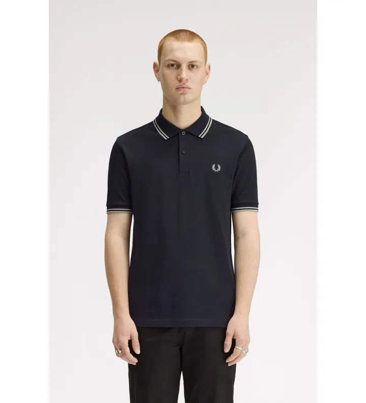 Fred Perry para hombre. M3600 Polo Twin Tipped marino (S), Casual, Algodón, Manga corta