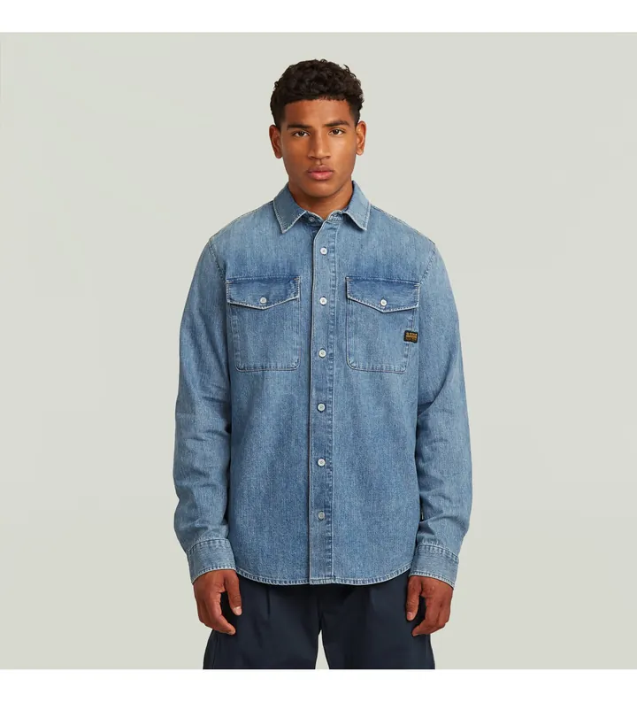 G-Star para hombre. D29312-D252-H090 Camisa Marine Denim Slim azul (L), Casual, Algodón, Manga larga