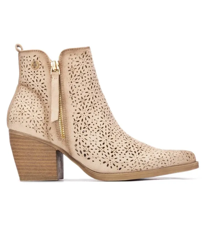 Xti para mujer. 14503702-BEIGE Botines 145037 beige (36), 3 a 5cm, Cordones, Cremallera, Casual