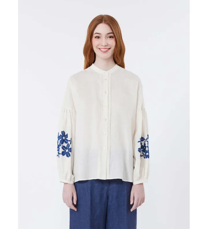 Weekend Max Mara para mujer. 2615111032600 Camisa Estro de lino beige (40), Casual, Manga larga