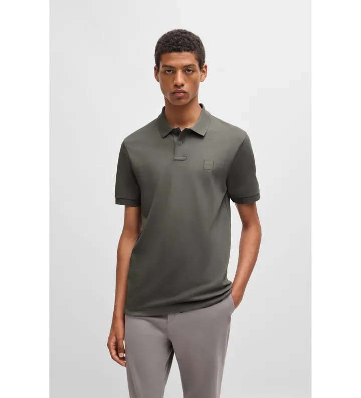 BOSS para hombre. 50507803 Polo Slim Fit algodón elástico verde (3XL), Casual, Manga corta