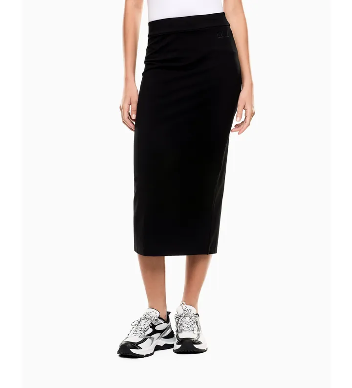 EA7 para mujer. 7W000963_AF12484 Falda larga en punto elástico negro (XS), Algodón, Clásico