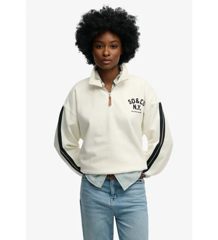 Superdry para mujer. W2012593A Sudadera Country Club Applique beige (L), Casual, Algodón