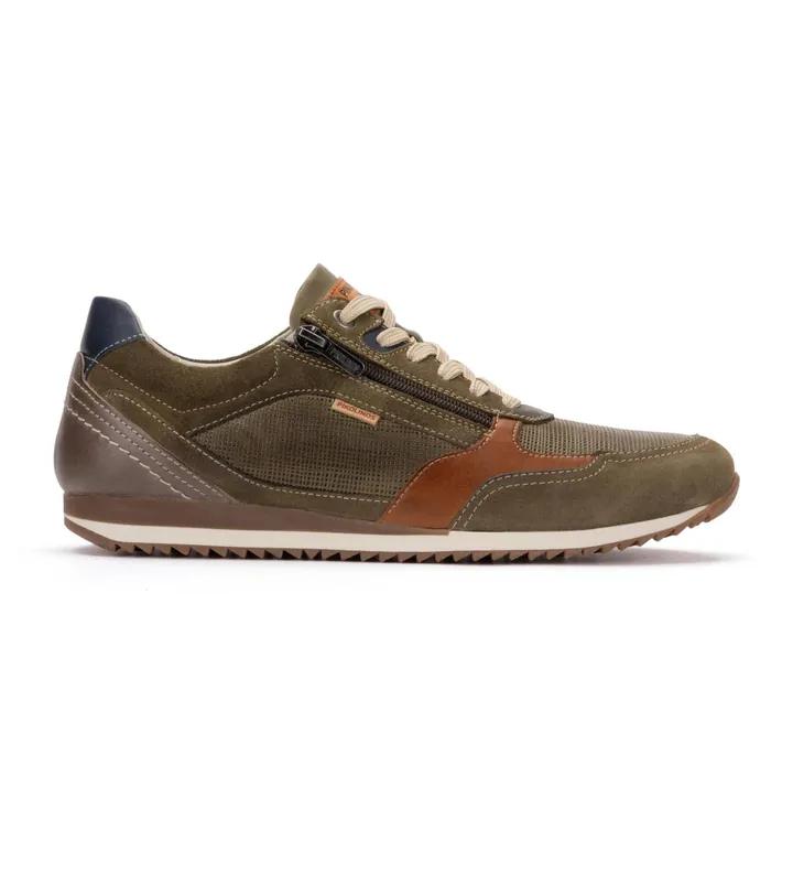 Pikolinos para hombre. M2A-6292SEC1 Zapatillas de Piel Liverpool verde (40), Plano, Cordones, Cremallera, Casual