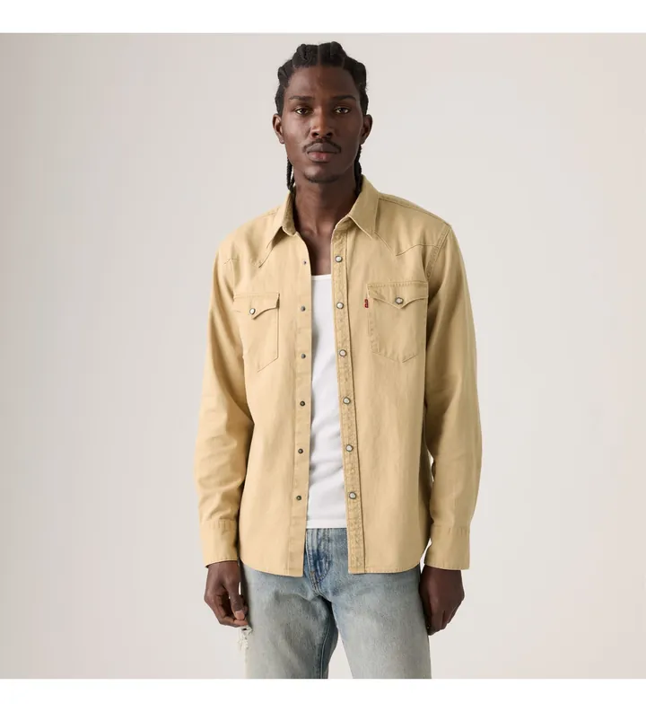 Levi's para hombre. 85744-0128 Camisa Barstow Western beige (L), Casual, Algodón, Manga larga