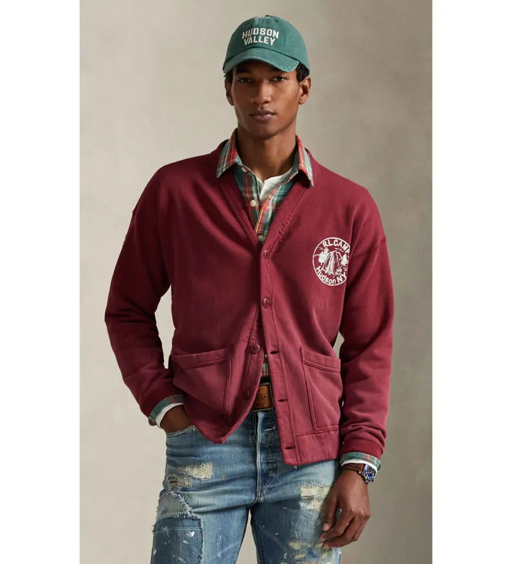 Polo Ralph Lauren para hombre. 710P04976001 Sudadera de felpa con gráfico vintage burdeos (XL), Rojo, Casual, Algodón