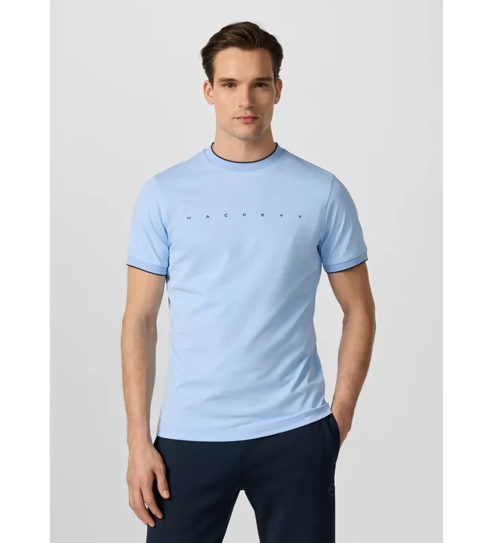 Hackett London para hombre. HM5000125 Camiseta Hs Essential azul (L), Casual, Algodón, Manga corta