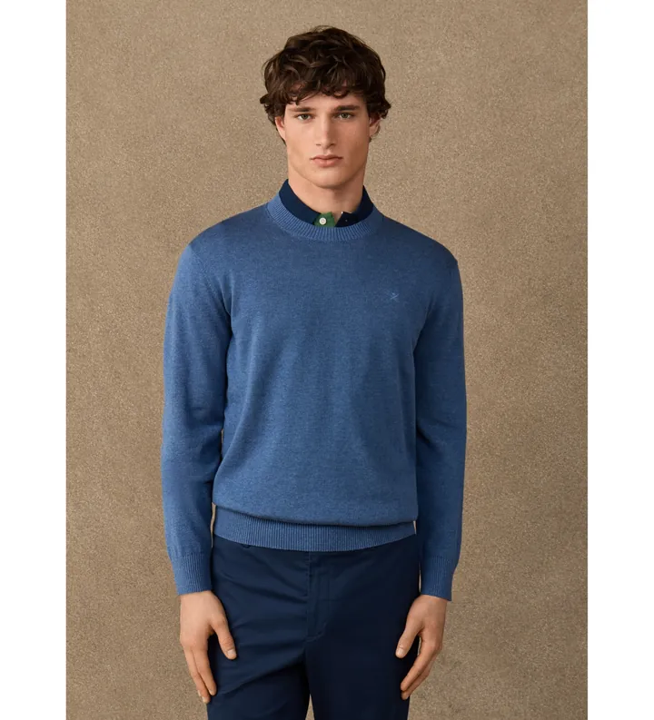 Hackett London para hombre. HM7000116 Jersey Ess Cotton Crew azul (3XL), Casual, Algodón