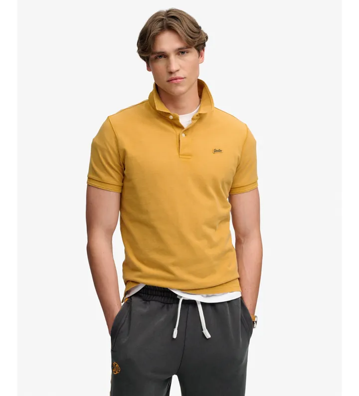 Superdry para hombre. M1110452A Polo Classic Pique amarillo (L), Casual, Manga corta, Tela