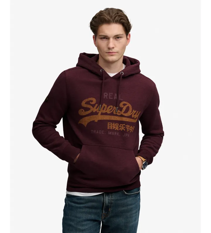 Superdry para hombre. M2014568A Sudadera con capucha Heritage Relaxed burdeos (L), Casual, Algodón