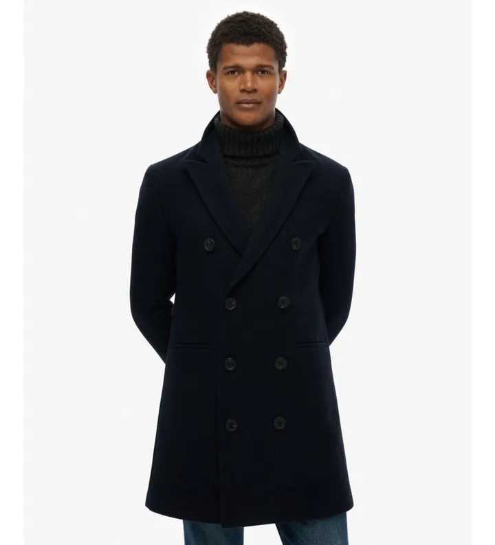 Superdry para hombre. M5012383A Abrigo Merchant Town marino (L), Casual, Clásico, Poliéster