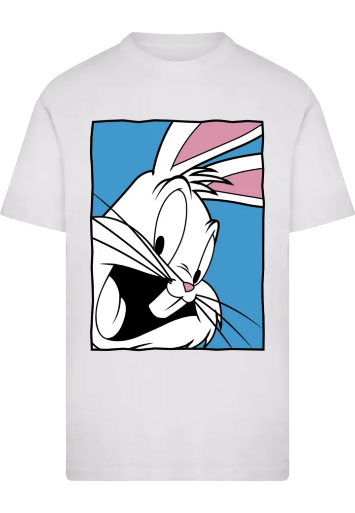Merchcode Camiseta 'Looney Tunes Bugs Bunny Funny Face 2.0'  azul / rosa / blanco / offwhite