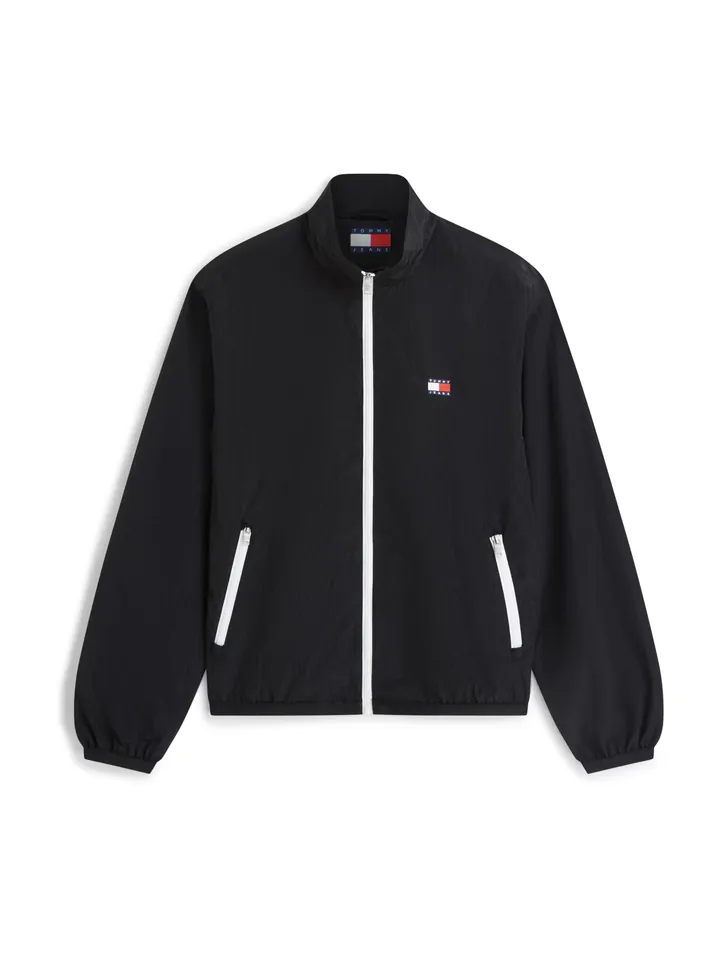 Tommy Jeans Chaqueta de entretiempo 'Logo Ripstop Relaxed' negro