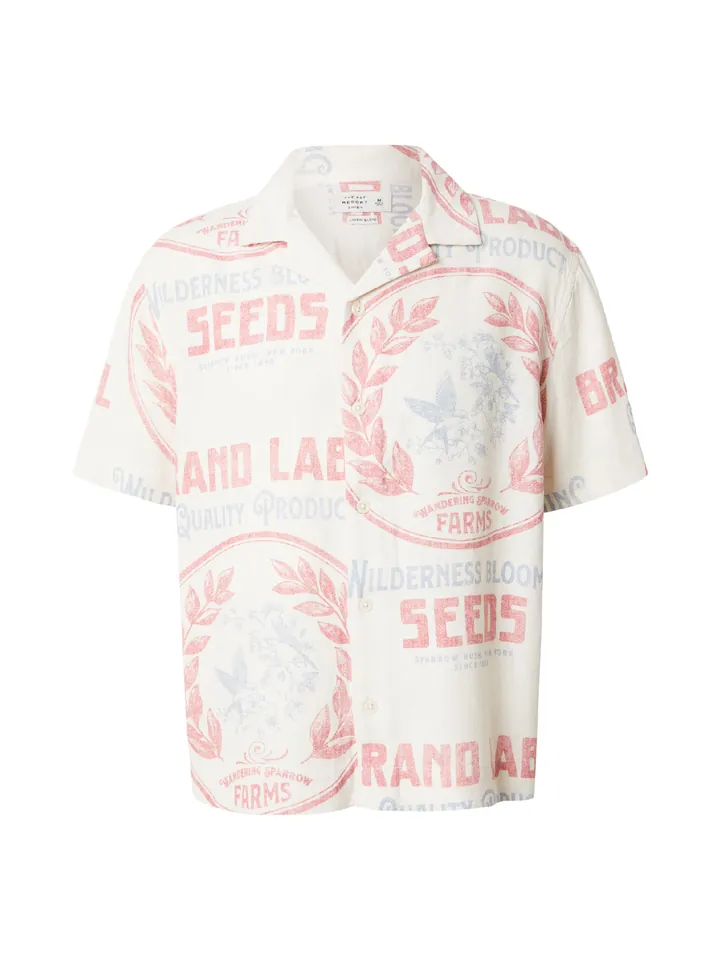 Abercrombie & Fitch Camisa  azul paloma / rojo moteado / offwhite