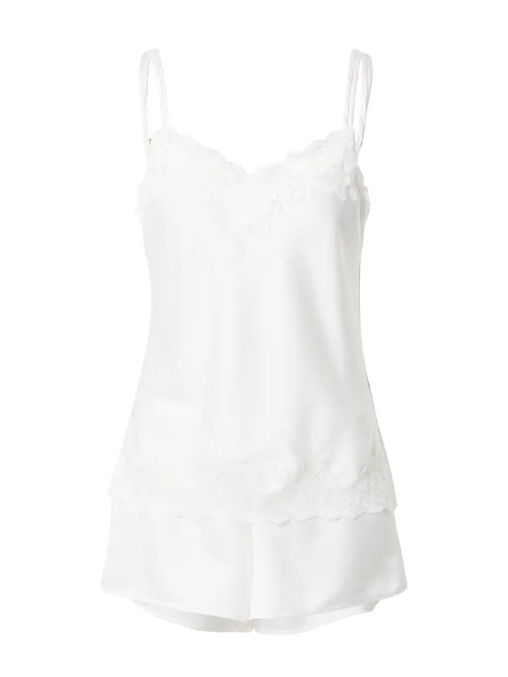 Lauren Ralph Lauren Pijama de pantalón corto 'SIGNATURE' marfil