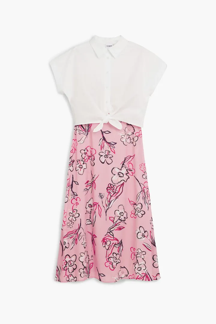 Desigual, Vestido 2 en 1, Algodon, Rojo, L