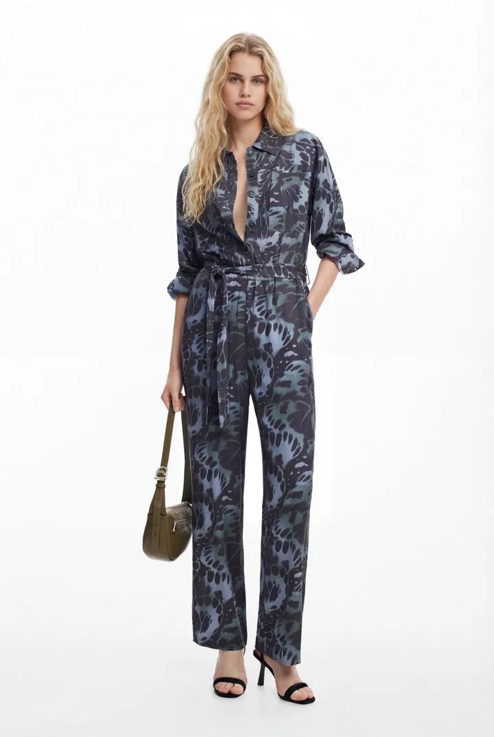 Desigual, Mono fluido estampado, Viscosa, Negro, L