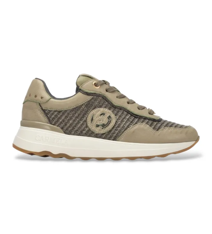 Carmela para mujer. 16323904-KAKI Zapatillas 163239 verde (36), Tela, Plano, Cordones, Casual