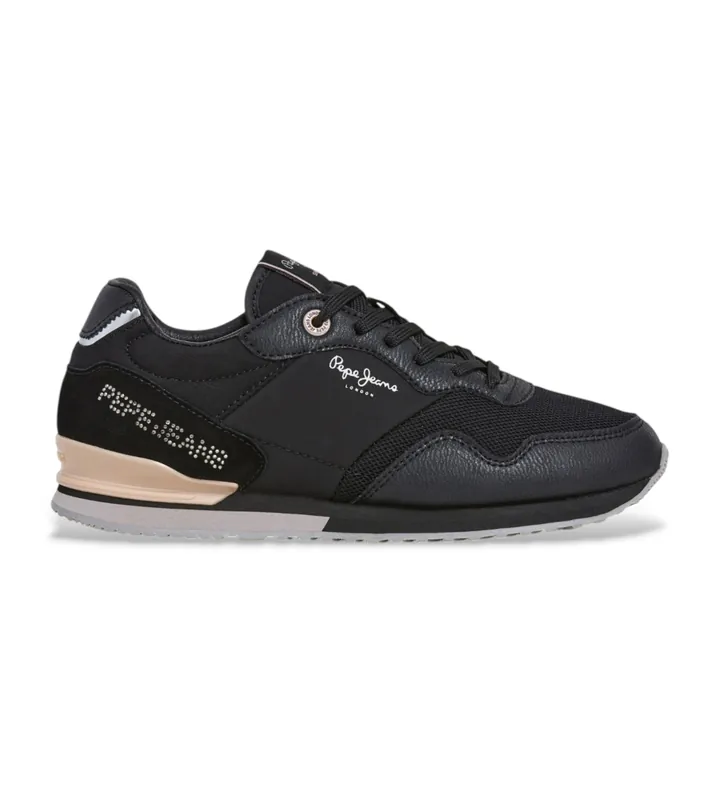 Pepe Jeans para mujer. PLS400008 Zapatillas London Party negro (36), Piel, Plano, Cordones, Casual