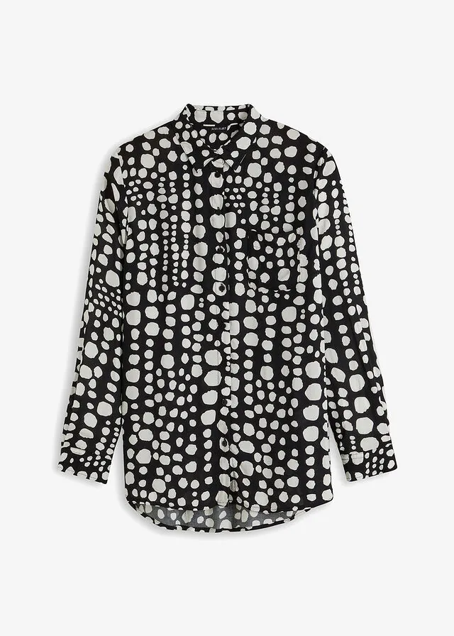 Blusa larga estampada de viscosa fluida