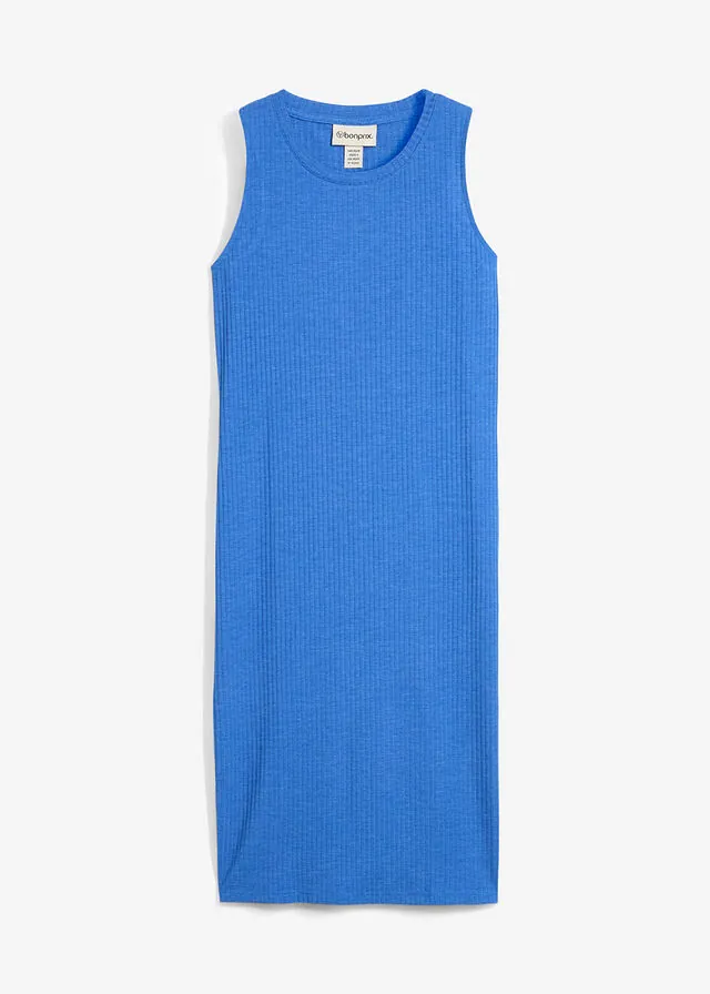 Vestido de canalé de mezcla de viscosa fluida con aberturas laterales