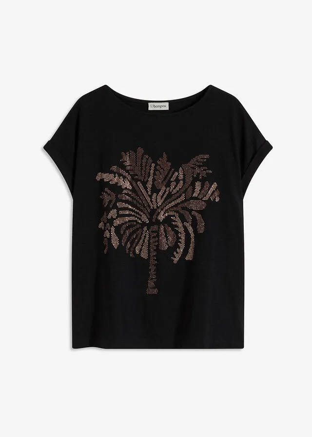 Camiseta de algodón con aplicación de tachuelas