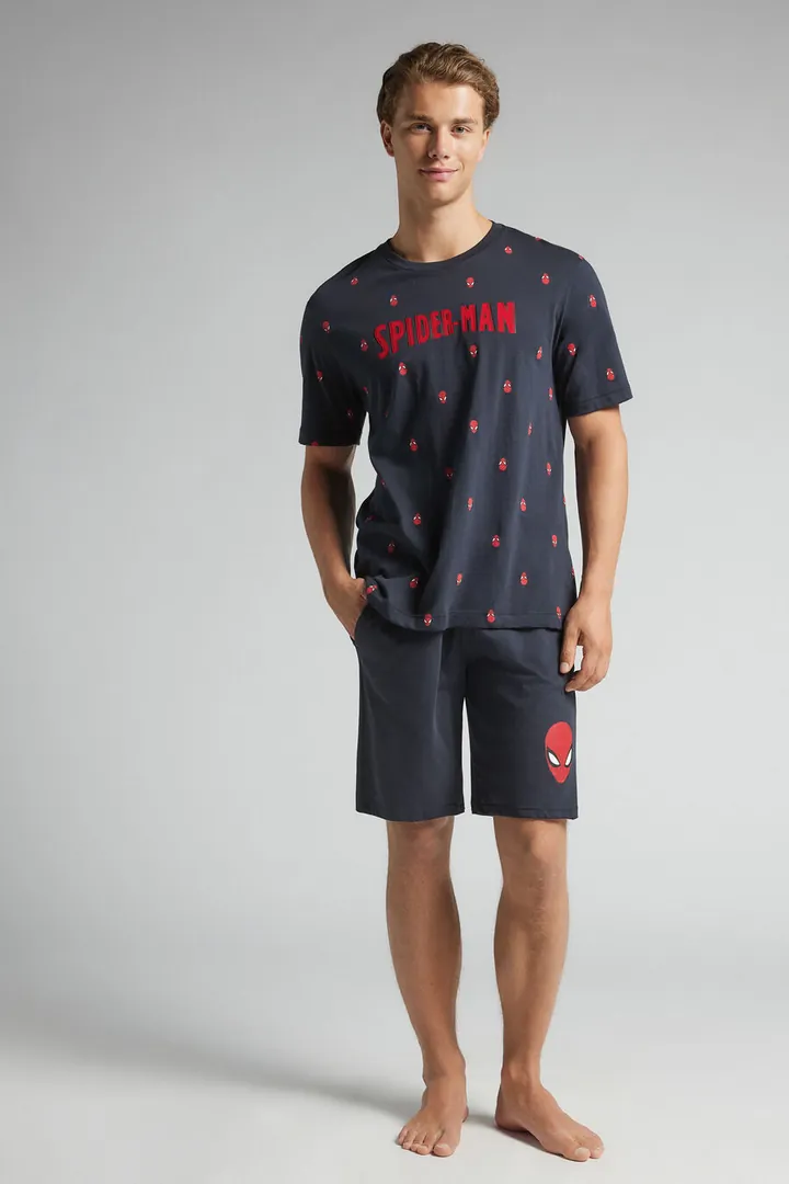 Intimissimi Pijama Corto Marvel Spider-Man de Algodón Hombre Azul Tamaño L